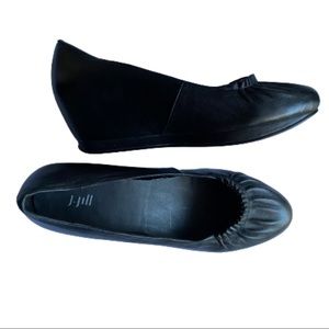 J.Jill Black Leather Ruched Wedges